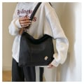 Miniatyrbillede 2 af 10: Lærredsstoftasker Casual Messenger Tasker SORT black