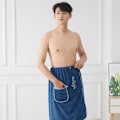 Pikkukuva 10 / 10: Pehmeä mikrokuitukylpytakki miesten kylpypyyhe SININEN blue
