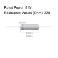 Miniatyrbilde 2 av 5: 220 ohm motstand 5W 5 % toleranse 10 STK 10 STK 10pcs