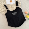 Miniatyrbillede 1 af 10: Letter Printing Crop Tops Dame Sommer Toppe SORT black