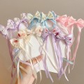 Miniatyrbild 8 av 10: 2st Bow Ribbon Hårklämma Tofs Streamer Hårnålar ROSA MESH pink mesh-mesh