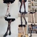 Pikkukuva 7 / 10: Bowknot mesh sukat verkkosukat MUSTA-PUNAINEN Black-Red