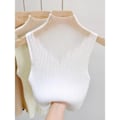 Miniatyrbilde 5 av 8: Mesh Strikket Topp Halvhals Vest KHAKI Khaki