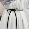 Miniatyrbilde 8 av 8: Rundt tau belte skinn tynt belte SVART black
