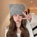 Miniatyrbillede 2 af 10: Cat Ear Beanies Plys strikhue SORT Black