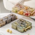 Miniatyrbillede 6 af 10: 3/4/6 Grid Frugttallerken Tør Frugt Opbevaringsboks GULD 4 GRID 4 GRID Gold 4 Grid-4 Grid