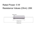 Miniatyrbilde 2 av 5: 20K Ohm motstand metalloksidfilmmotstander 10 STK 10 STK 10pcs