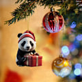 Miniatyrbillede 8 af 10: Christmas Panda Nøglering Vedhæng Juletræ Ornament 8 8 8