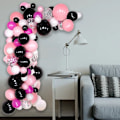 Miniatyrbillede 2 af 5: Lyserød sort ballonguirlandesæt
