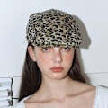 Miniatyrbillede 7 af 9: Leopard Print Kasket Leopard Baret Britisk Peaked Kasket