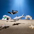 Miniatyrbillede 8 af 9: Havbundslandskabsudsmykning Undervands minifigurer 2 2 2