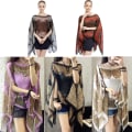 Miniatyrbillede 2 af 10: Beach Shawl Chiffon Bluse SORT&RØD Black&Red