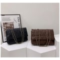 Miniatyrbillede 4 af 10: Broderi Plaid Flap Taske PU Læder Crossbody Tasker GRØN green