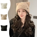 Miniatyrbillede 4 af 10: Cat Ear Beanies Plys strikhue SORT Black