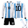 Miniatyrbilde 1 av 2: Argentina Hjemme Fotball Langærmet Trøye Nr. 10 Messi - Barn 12-13years