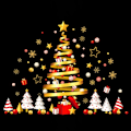 Miniatyrbillede 1 af 6: Jul statiske klistermærker Guld Xmas Tree Snoeflake Stars Decal