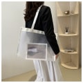 Pikkukuva 9 / 10: Läpinäkyvä Beach Nylon Bag Mesh Handheld ostoskassi MUSTA Black