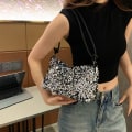 Miniatyrbillede 10 af 10: Sequin håndtaske Enkel skulder underarm taske SORT black