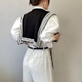 Miniatyrbilde 3 av 5: Sort hvit stripete sjal High-end lite sjal stripete ytre