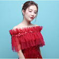 Pikkukuva 1 / 10: Lace Shawl Wedding Cape WINE RED Wine red