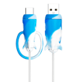 Miniatyrbillede 1 af 10: Kabelbeskytter Oplader Kabelbeskyttelsesdæksel BLÅ&HVID USB Blue&White USB to C-USB to C