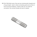 Miniatyrbillede 4 af 4: 20 Stk Dobbeltende Gevind Stud Dobbelt Gevind Stang Bolte M6x25mm