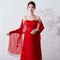 Pikkukuva 10 / 10: Lace Shawl Wedding Cape WINE RED Wine red