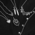 Miniatyrbild 3 av 6: Goth svart halsband Set hänge halsband unik silverfärg