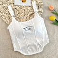 Miniatyrbillede 1 af 10: Brevtryk Crop Tops Kvinder Sommer Toppe HVID white