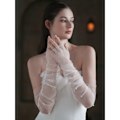 Miniatyrbillede 4 af 5: Bryllupshandsker Tulle Bride Handsker Kvinders Mesh Fingerløs White