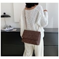 Miniatyrbillede 10 af 10: Broderi Plaid Flap Taske PU Læder Crossbody Tasker SORT black