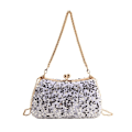 Miniatyrbilde 1 av 10: Chain Evening Bankett Bag Håndveske SØLV Silver