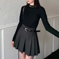 Miniatyrbillede 5 af 10: Plisseret nederdel Halvnederdel SORT M Black M