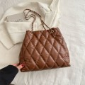 Miniatyrbilde 1 av 10: Rutet vattert skulderveske Kjede Crossbody Bag BRUN brown