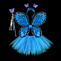 Pikkukuva 1 / 10: Lasten pukurekvisiitta Butterfly Wings -setit BLUE 4 KPL / SET Blue 4Pcs/set-4Pcs/set