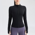 Miniatyrbild 9 av 10: Sport Långärmad Ytterkläder Fitness Stand Up Collar Top LAKE Lake Blue L