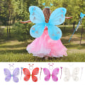 Miniatyrbilde 6 av 7: 3 stk/sett Barn sommerfugl pannebånd vinger Prinsesse kostymesett Rose Red