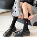 Miniatyrbillede 9 af 10: Love Broderi Lolita Strømper Tynde Dame Sokker SORT SORT Black
