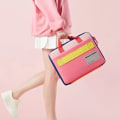 Miniatyrbilde 7 av 10: Kontrastfarge Laptop Bag Lader Adapter Oppbevaringsveske ROSA Pink 14 Inch