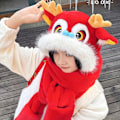 Miniatyrbild 3 av 10: Integrerad Cap Scarf Handskar Beanie Hat Scarf 1 1 1