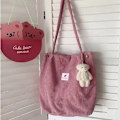 Miniatyrbillede 10 af 10: Kvinder Canvas Corduroy Tote Bags Håndtaske Dame SORT Black