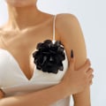Pikkukuva 10 / 10: Romanttinen Rose rintakoru Kangas Ruusukukka Pin-up rintakoru MUSTA black