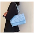 Miniatyrbillede 7 af 10: Broderi Plaid Flap Taske PU Læder Crossbody Tasker BLÅ blue