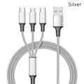 Pikkukuva 1 / 10: 3-in-1 nopea USB latauskaapeli Puhelinlaturi SILVER Silver