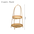 Pikkukuva 1 / 10: 1 kpl bambusta kudottu kori Säilytyskori 2 KERROSTA - KIERROS 2 2 Layers - Round