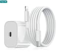 iPhone Rask Lader USB-C Strømadapter 20W + 1m Kabel 1pc