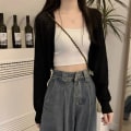 Miniatyrbillede 9 af 10: Solskærm Crop Knit Cardigan Tynd Cardigan Coat BLÅ Blue