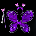 Pikkukuva 1 / 10: Lasten pukurekvisiitta Butterfly Wings -setit PURPLE 3 KPL/ SET Purple 3Pcs/set-3Pcs/set