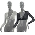 Miniatyrbilde 5 av 9: Mesh bryststøtte Topp Navel Exposed Long Sleeved WHITE XL White XL