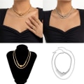 Miniatyrbillede 4 af 8: Metal Snake Bone Chain Halskæde Runde Bead Chain Halskæder Silver